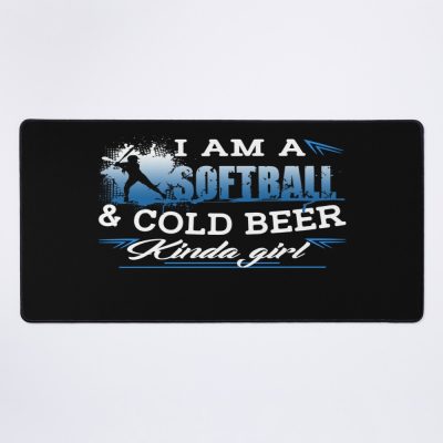 I Am A Softball And Cold Beer Kinda Girl Mouse Pad Official Softball Merch