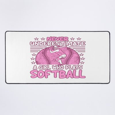 Never Underestimate A Girl Who Plays Softball Mouse Pad Official Softball Merch