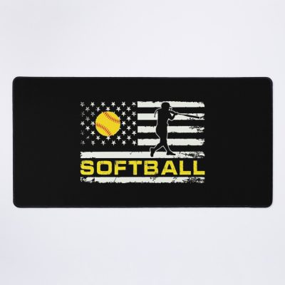 Softball American Flag Fun Softball Fan Mouse Pad Official Softball Merch