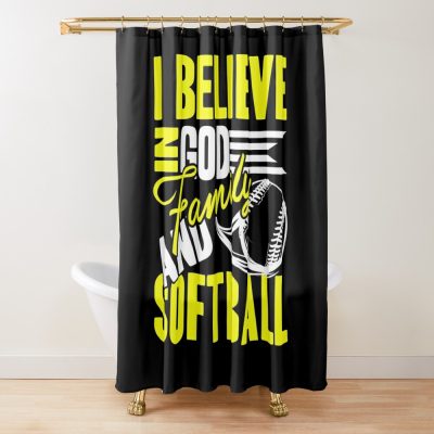 Softball - Believe In God And Softball Shower Curtain Official Softball Merch