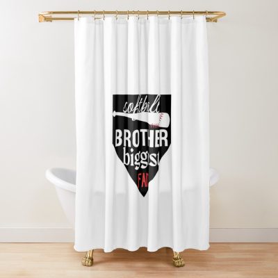 Softball Lttle Brother Biggest Fan Shower Curtain Official Softball Merch