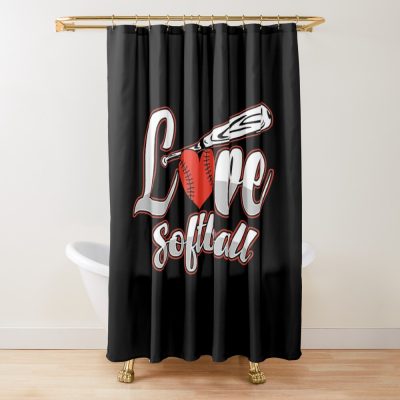 Love Softball Shower Curtain Official Softball Merch