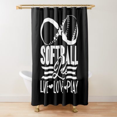 Softball - Softball Life Live Love Play Shower Curtain Official Softball Merch