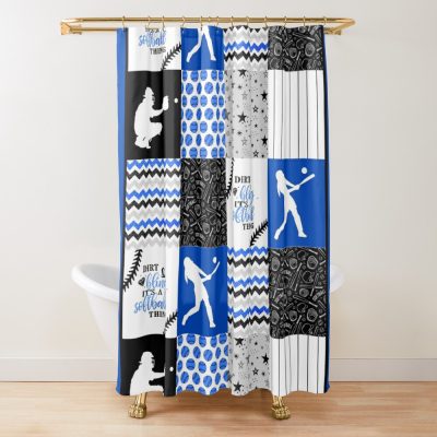 Softball Shape Pattern Gift For Softball Lovers Shower Curtain Official Softball Merch