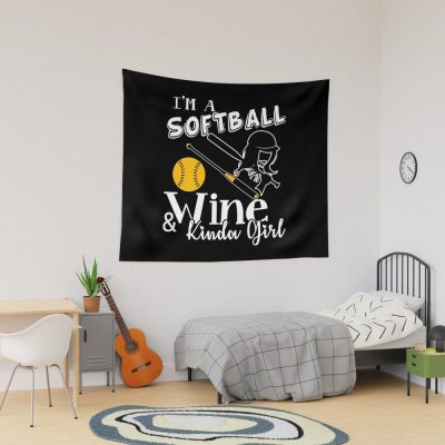 Softball - Softball Wine Kinda Girl Tapestry Official Softball Merch