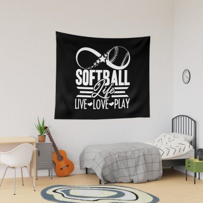 Softball - Softball Life Live Love Play Tapestry Official Softball Merch