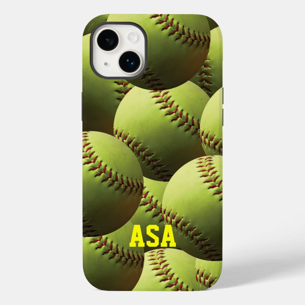 yellow softball multi with name or initials case mate iphone case r8fe1027a741145c5842dbce64950c6a9 s0dnz 1000 - Softball Gifts