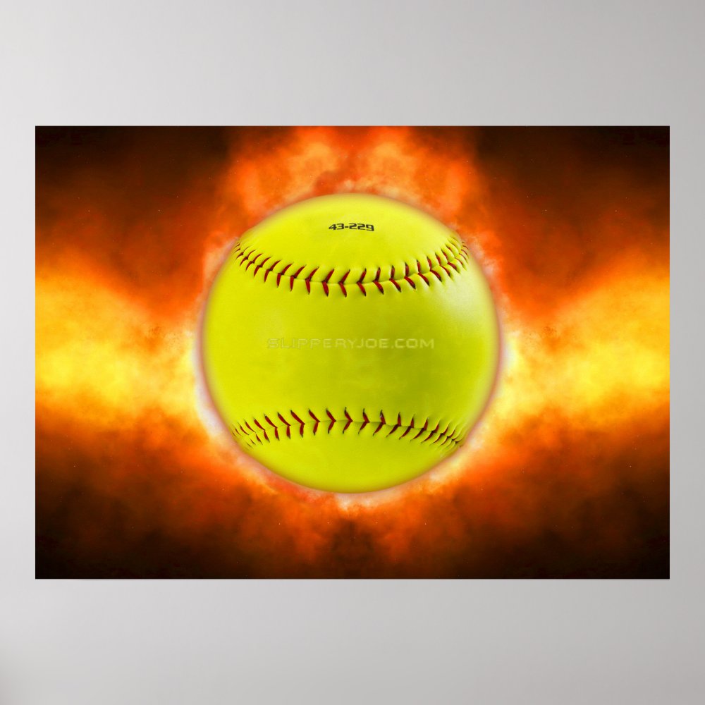 slipperyjoes softball on fire flames fireball ras poster r493db3237d1b49fdb6d377e2beddee87 wzk 8byvr 1000 - Softball Gifts