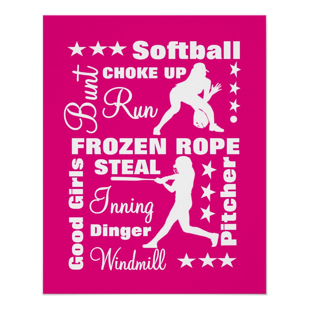 softball girls sports terminoligy words typography poster rc67f97a983f7460880728213a320eb82 ilb27 1000 - Softball Gifts