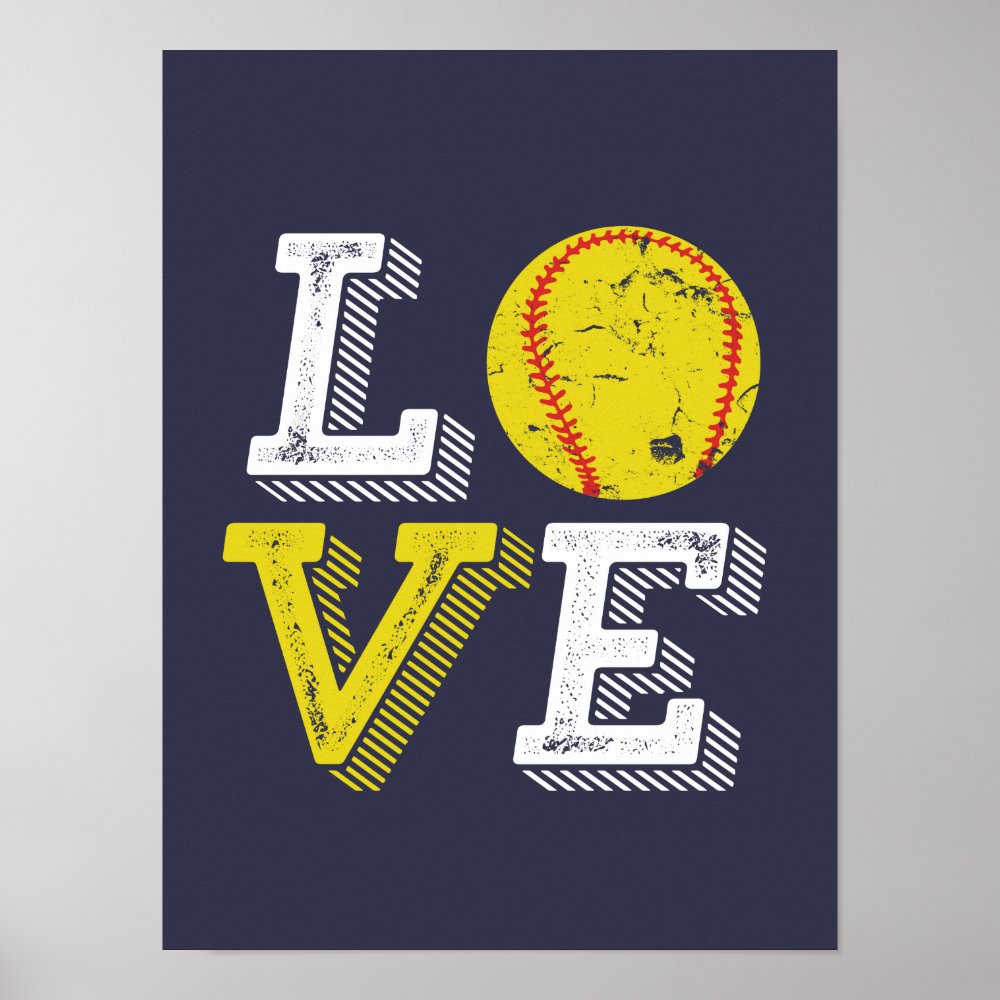 vintage retro love softball sports team and coach poster rb642be6f3f3c4141ade5e55ab9d134dc wve 8byvr 1000 - Softball Gifts