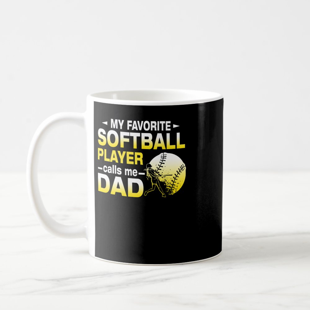 softball mens my favoriteplayer calls me dad fathe coffee mug - Softball Gifts