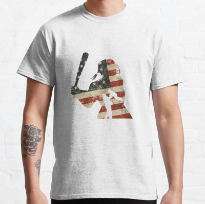 Softball Dad Vintage Usa American Flag Fathers Day Shirt Essential T-Shirt T-Shirt Official Cow Anime Merch