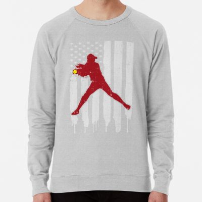 Softball Pitcher American Flag Retro Sweatshirt Official Cow Anime Merch