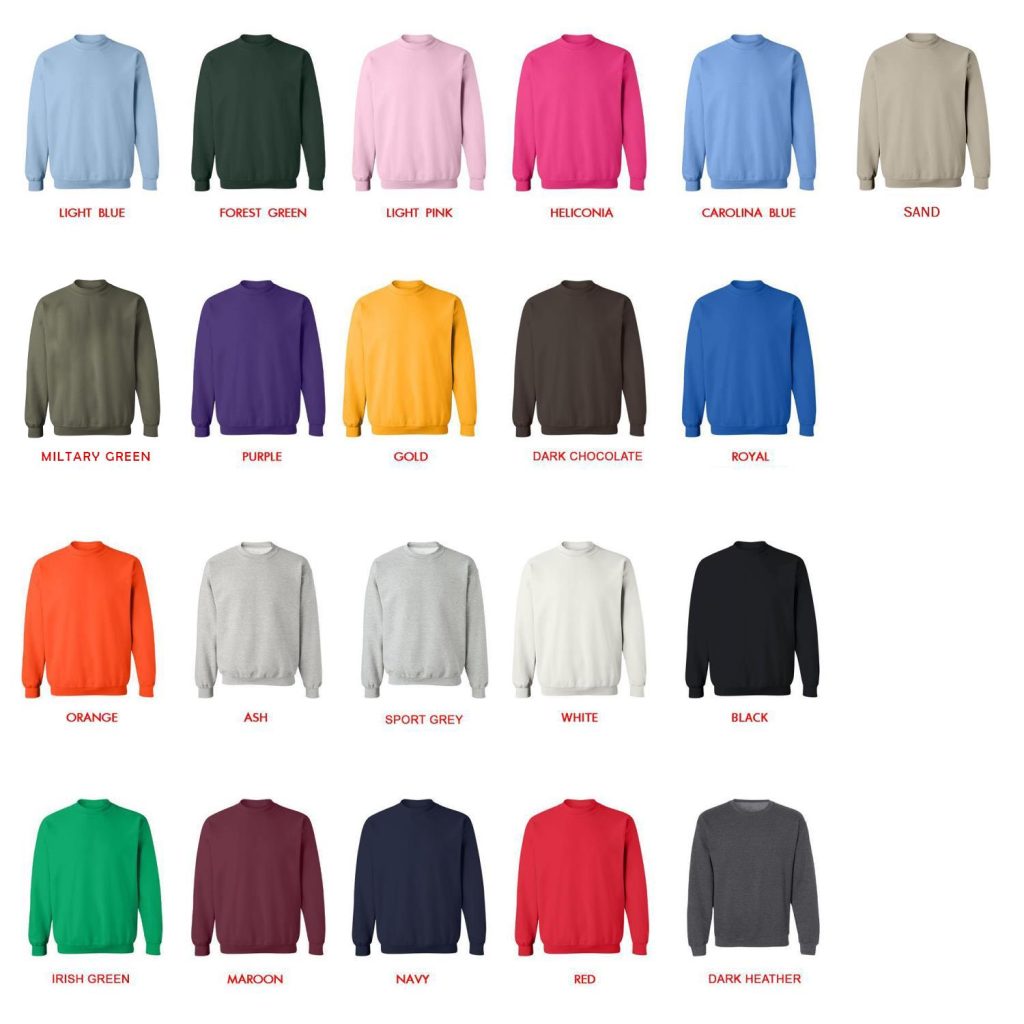 sweatshirt color chart - Softball Gifts