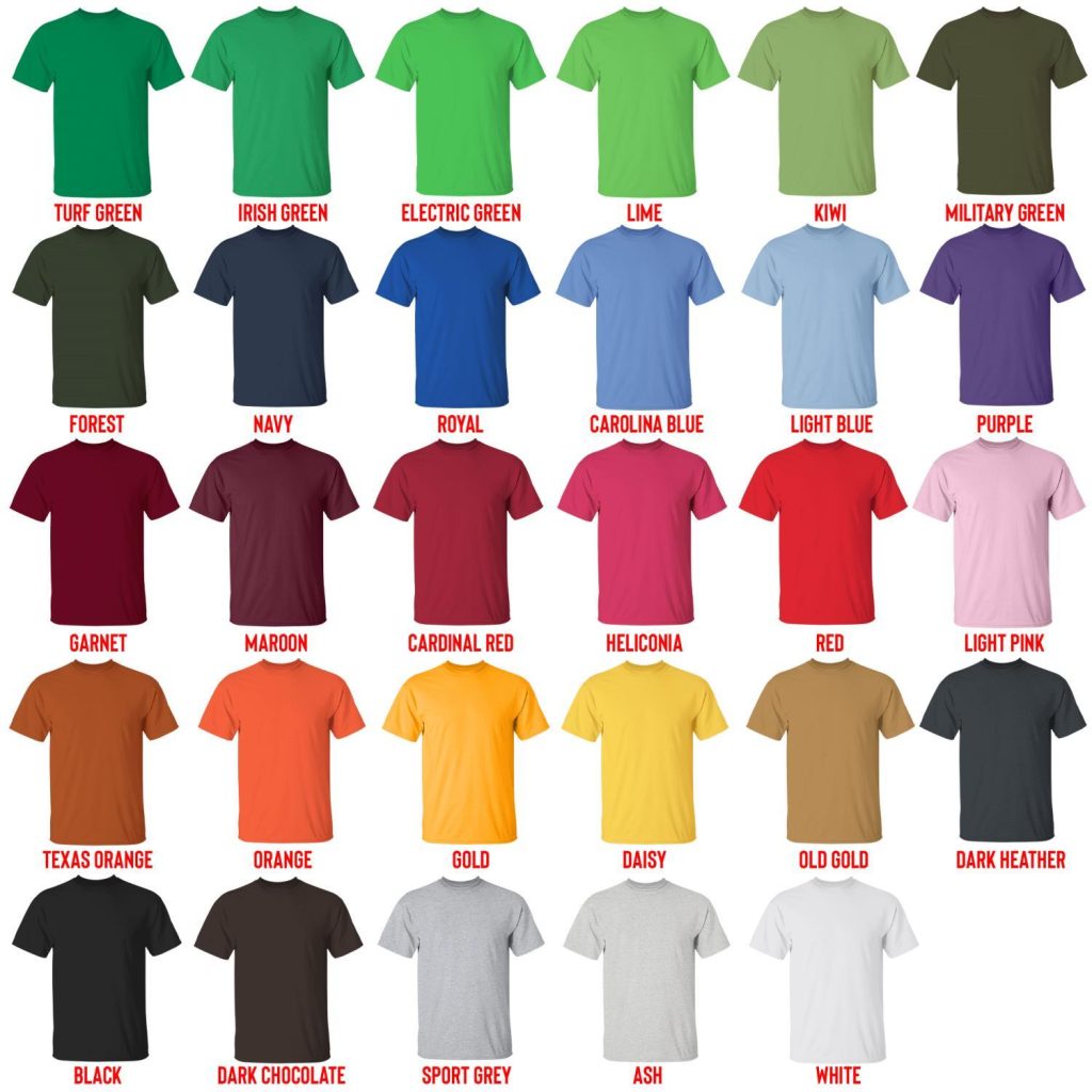 t shirt color chart - Softball Gifts