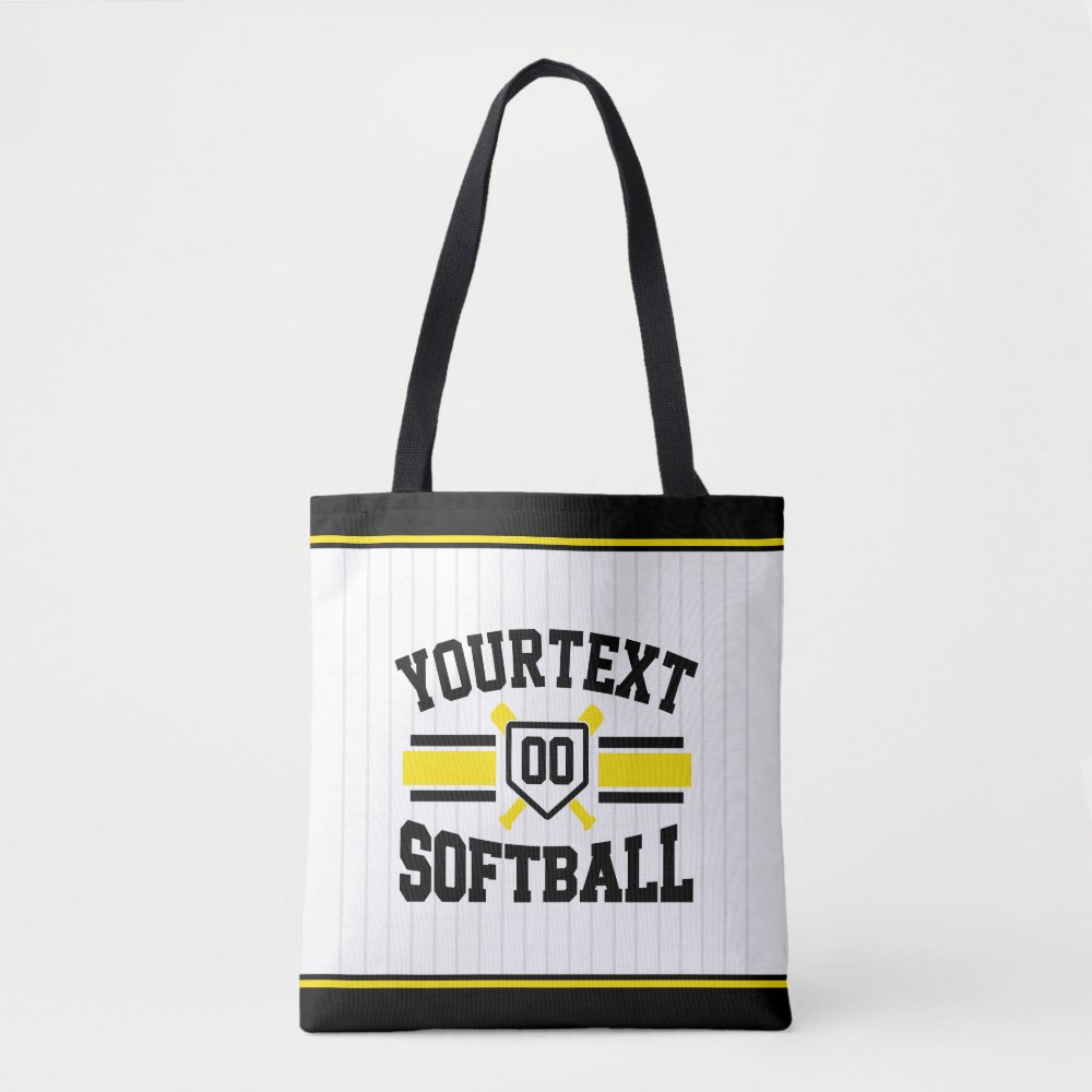 Personalized Text Add Name Softball Player Varsity Team Tote Bag