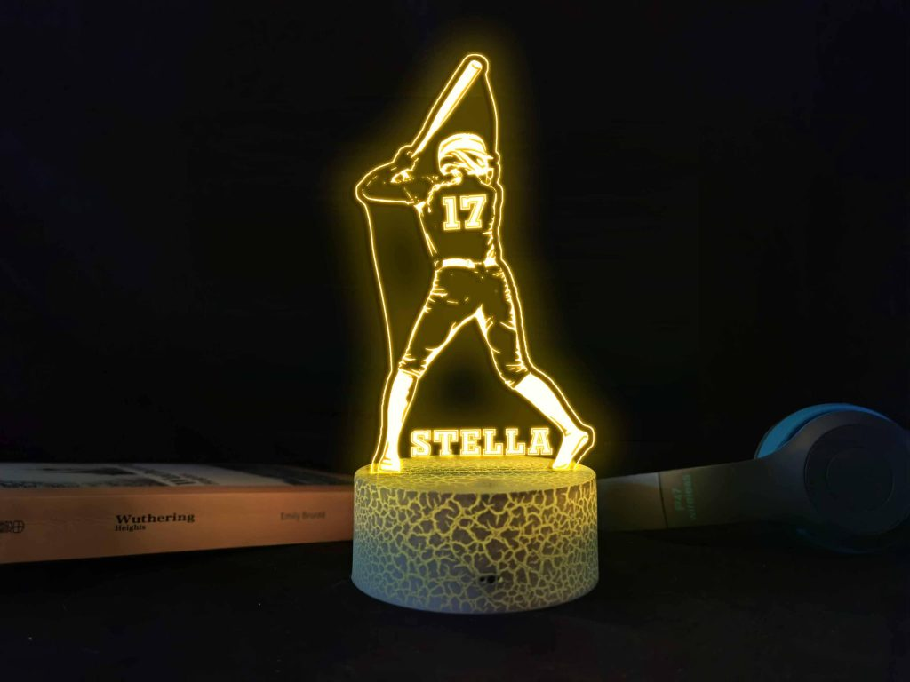 Custom Name Number Baseball Night Lights, Baseball Player Gift Led Lamp