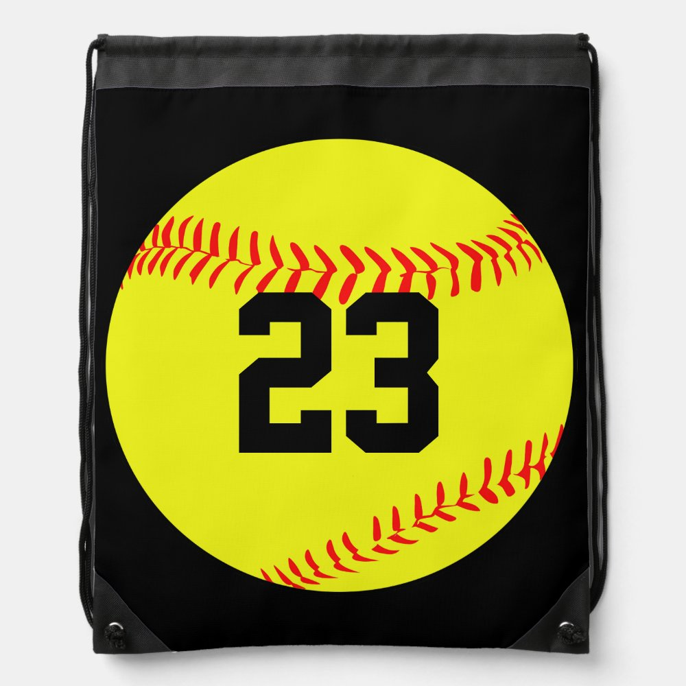 Custom Number Softball Drawstring Backpack