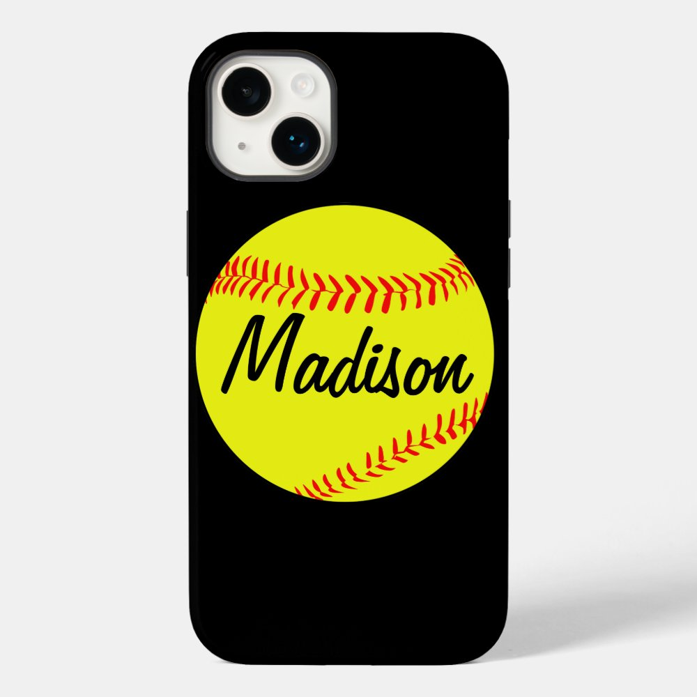 Black Custom Softball Phone Case