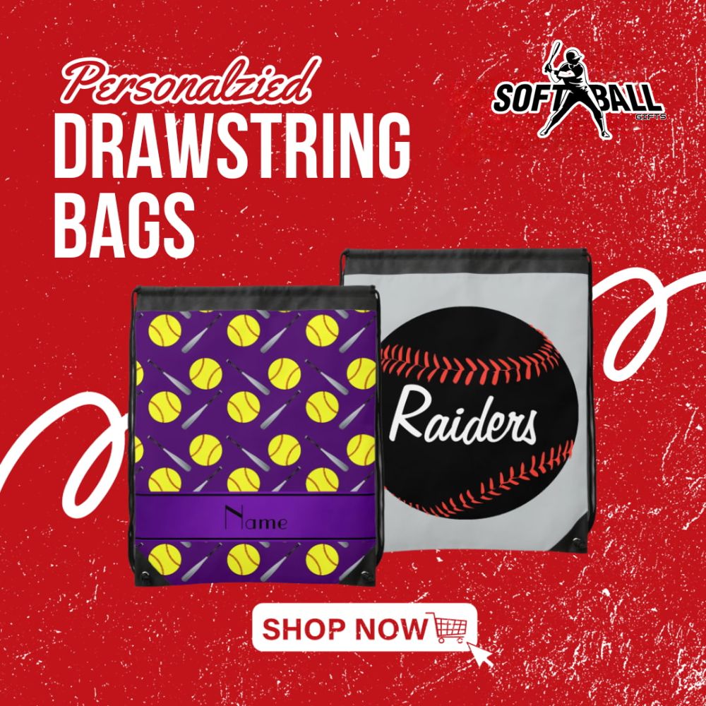 Softball Gifts Personalized Drawstring Bags